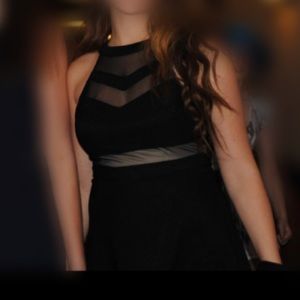 Black high neck dress